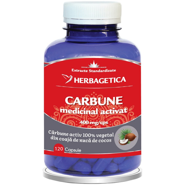 Supliment Alimentar Carbune Medicinal Activat, Herbagetica, 120 capsule