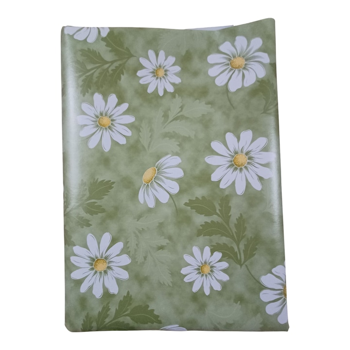 Водоустойчива покривка, мушама, правоъгълна, 100x140 см, PVC/текстил, десен зелен мак