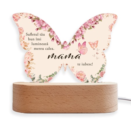 Lampă acrilică decorativă JOYSTOS, mesaj personalizabil, 15 x 15 cm