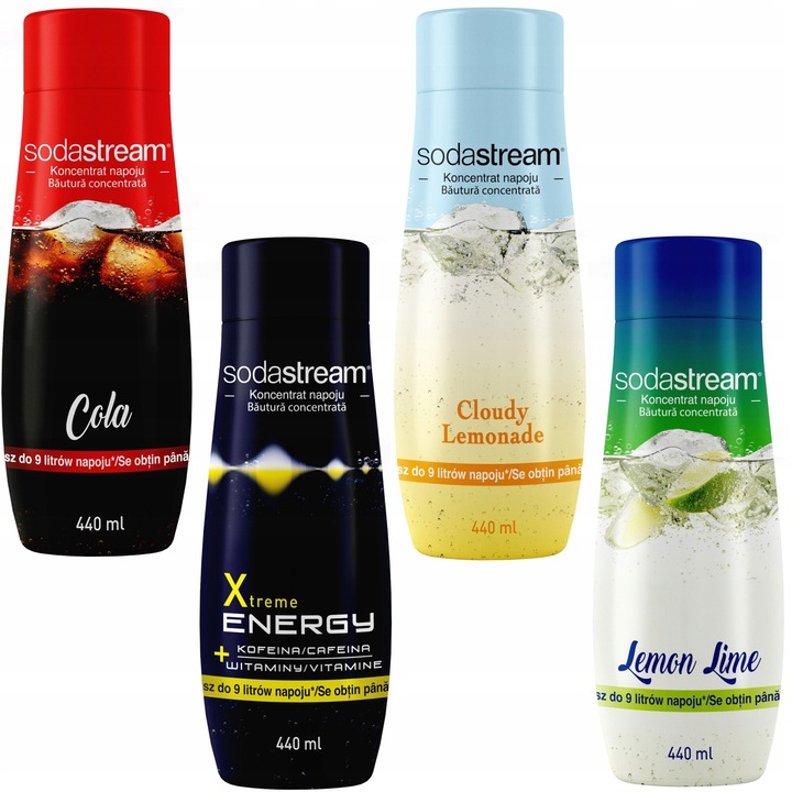 Set de 4 concentrate SodaStream Cola+Energy+Lemonade+Lemon-Lime