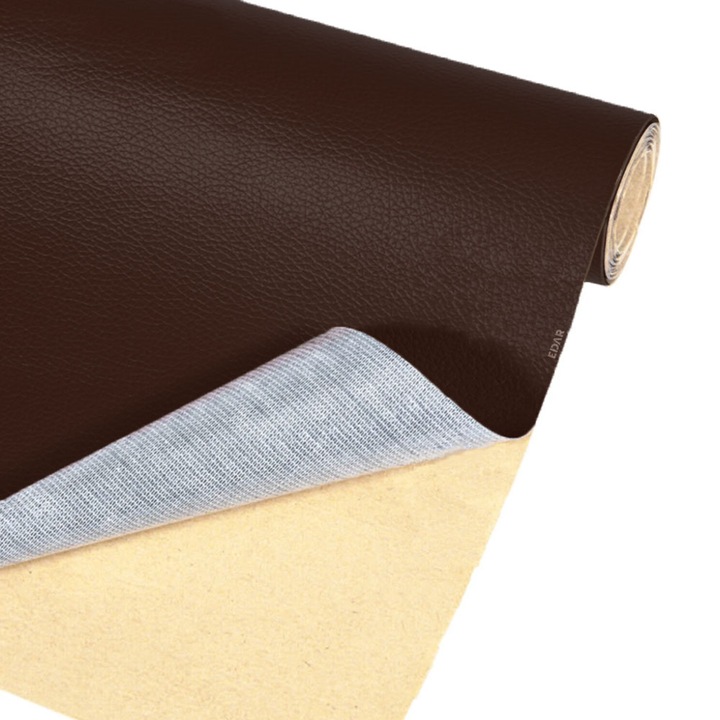 Folie Autoadeziva EDAR Pentru Reparat Si Reconditionat Canapea, Fotoliu, Scaune Auto, Piele Ecologica, Rezistenta La Uzura, Impermeabila, 75 x 250 cm, Maro Inchis