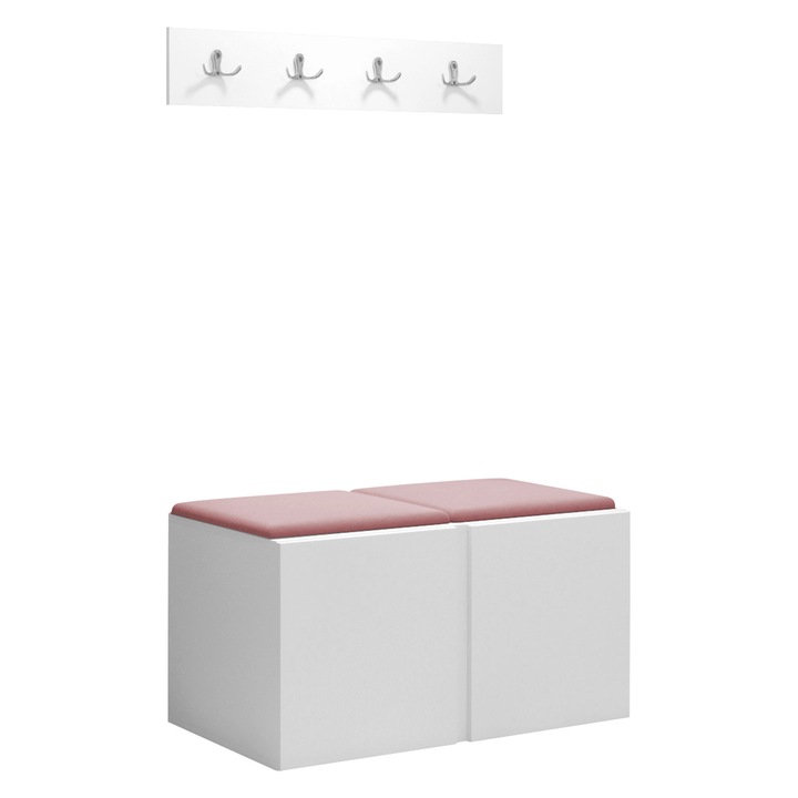 Mobilier pentru hol Tavasz VI, MIRJAN24, alb + roz, 46x42x84 cm