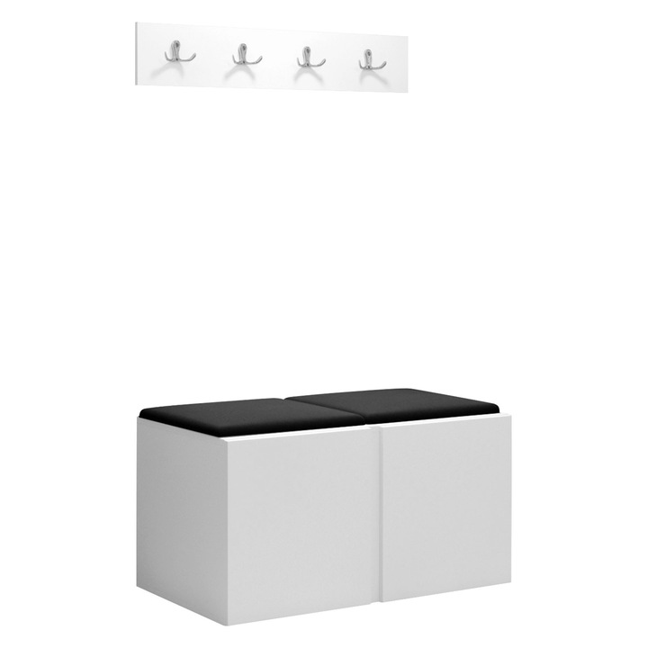 Mobilier pentru hol Tavasz VI, MIRJAN24, alb + negru, 46x42x84 cm