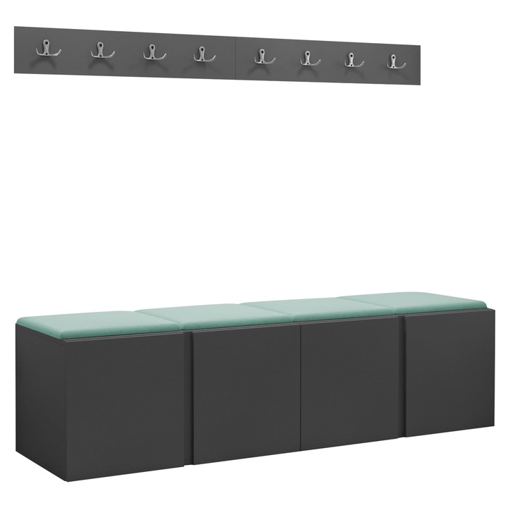 Mobilier pentru hol Tavasz VII, MIRJAN24, grafit + albastru, 46x42x168 cm