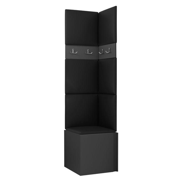 Mobilier pentru hol Tavasz XXI, MIRJAN24, grafit + piele ecologica negru, 46x186x46 cm