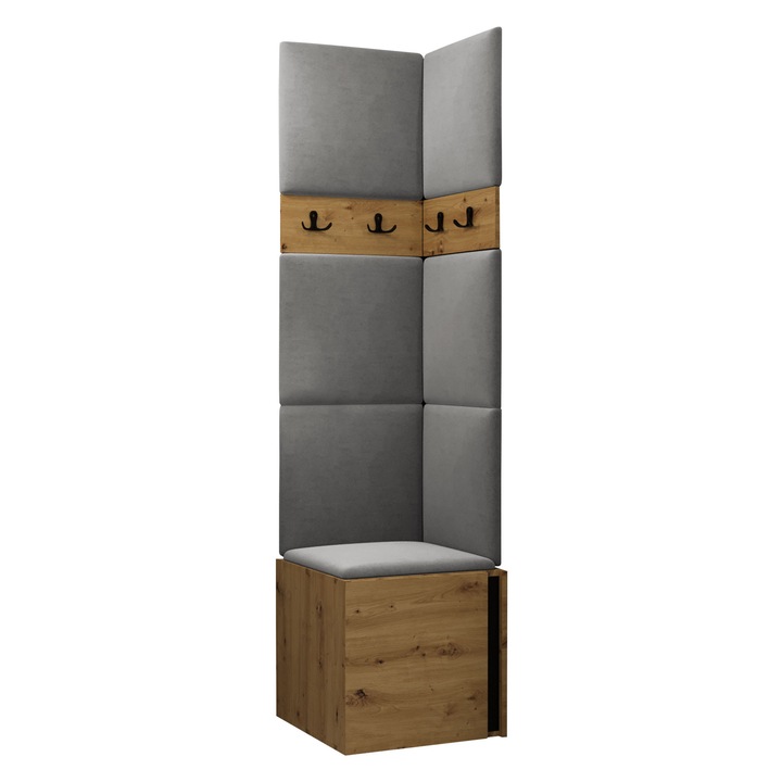 Mobilier pentru hol Tavasz XXI, MIRJAN24, stejar artisan + gri, 46x186x46 cm