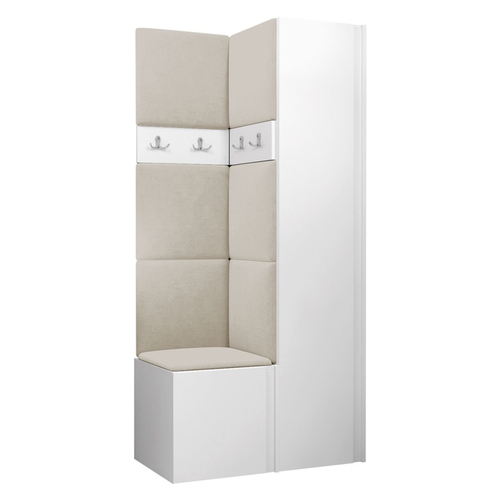 Mobilier pentru hol Tavasz XXIV, MIRJAN24, alb + bej deschis, 46x186x82 cm