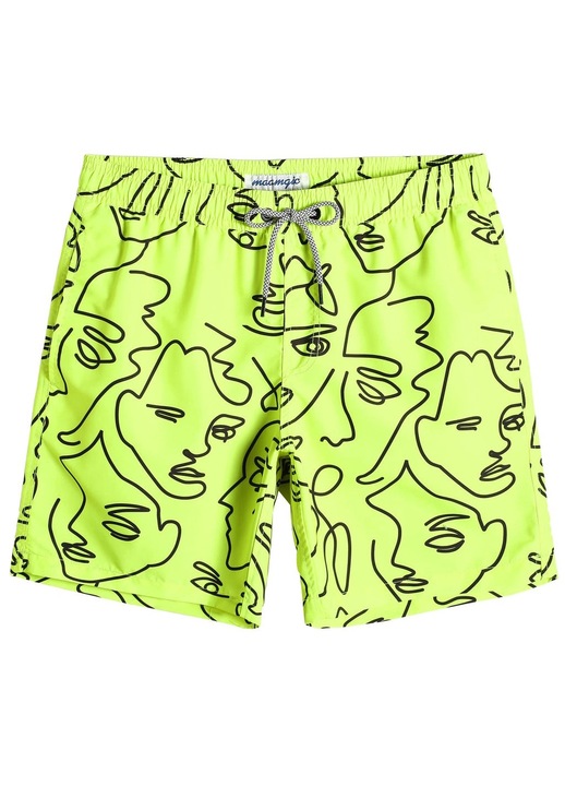 Pantaloni scurti de baie pentru barbati MaaMgic, strat protector pe interior, marimea M, verde neon