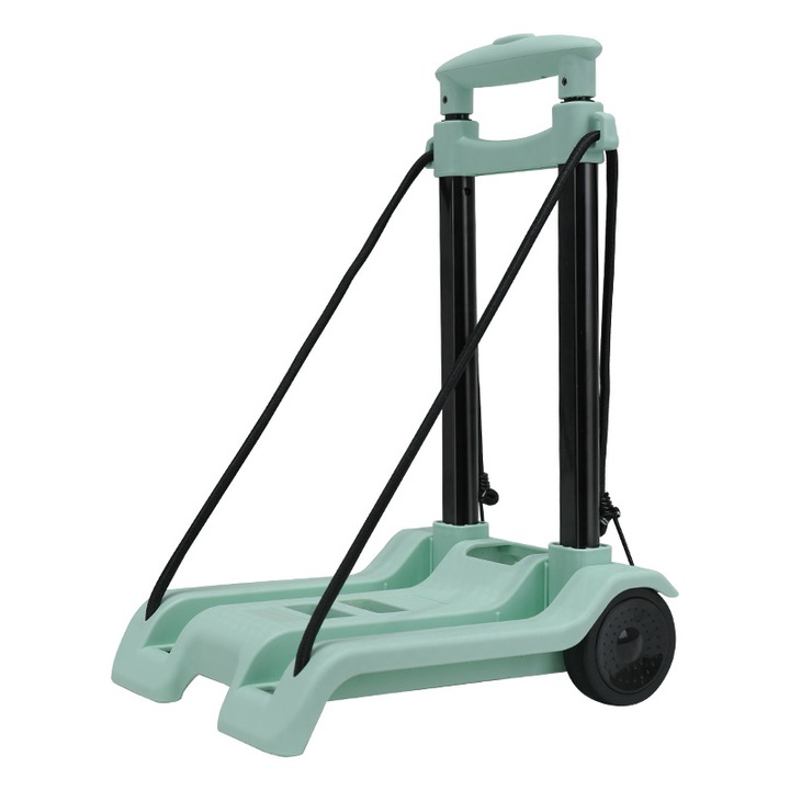 Carucior de cumparaturi pliabil, capacitate de incarcare 70KG, reglare pe inaltime cu 3 viteze, bara metalica pentru carucior, roti rezistente la uzura, compact si portabil, culoare verde