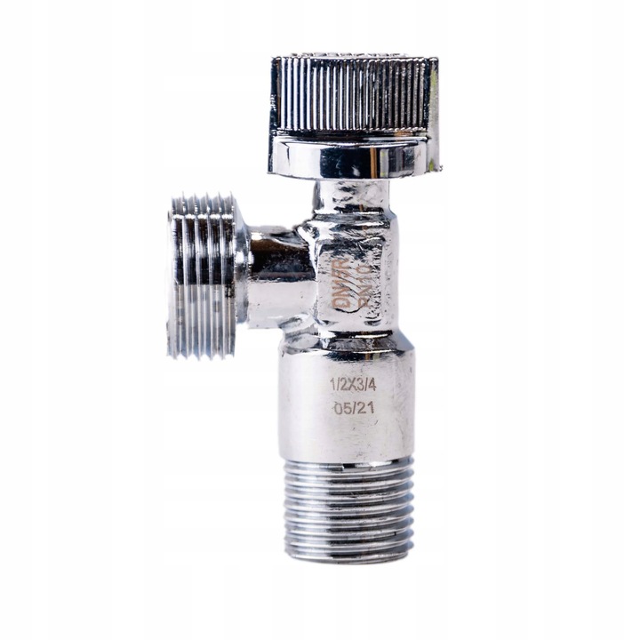 Robinet unghiular cu bila pentru masina de spalat, Diamond, alama, 1/2x3/4 crom, rezistent la coroziune, argintiu