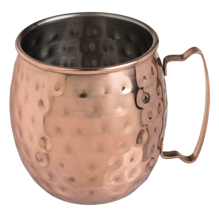 Cana din otel inoxidabil Shopiens®, roz auriu model Moscow Mule, 500 ml