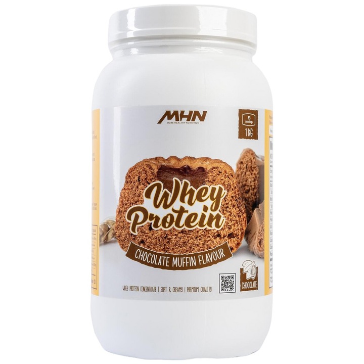 Supliment alimentar MHN More Healthy Nutrition Delicious Whey Protein, Muffin cu ciocolata, 1000 de grame