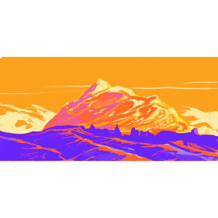 Digitális festmény Shambhala at Sunset, 100 x 50 cm, keret nélkül