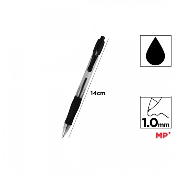 Pix retractabil negru cu grip mina 1 mm PE140N-S