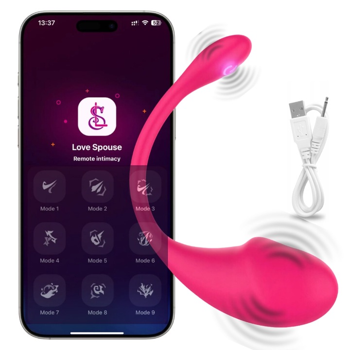 Női vibrátor klitorisz és G-pont, mobilalkalmazás-vezérlés, 9 vibrációs mód, vízálló, nem mérgező sima szilikon, szexjátékok, rózsaszín