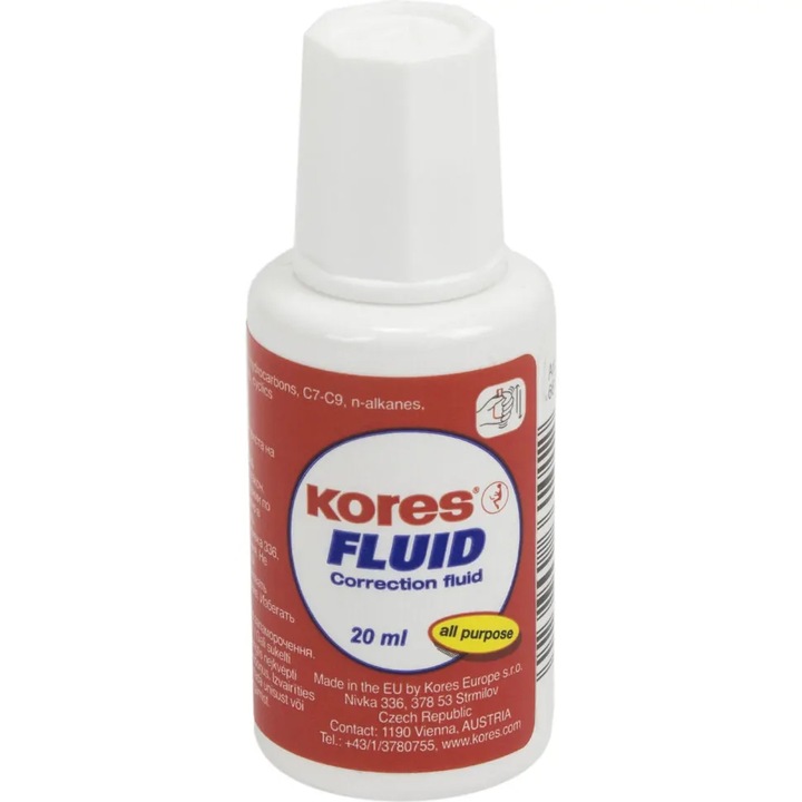 Corector fluid, Kores, Solvent, 20 ml, Alb