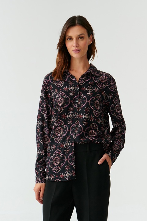 Tatuum, Camasa cu maneci lungi si model, Rosu/Negru, 42