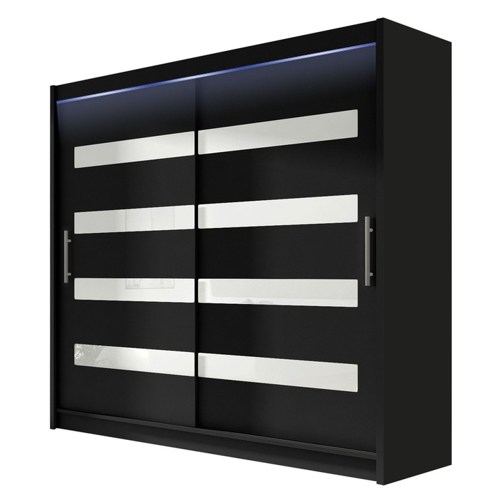 Dulap London XI cu LED, MIRJAN24, negru / alb, 58x180x215 cm