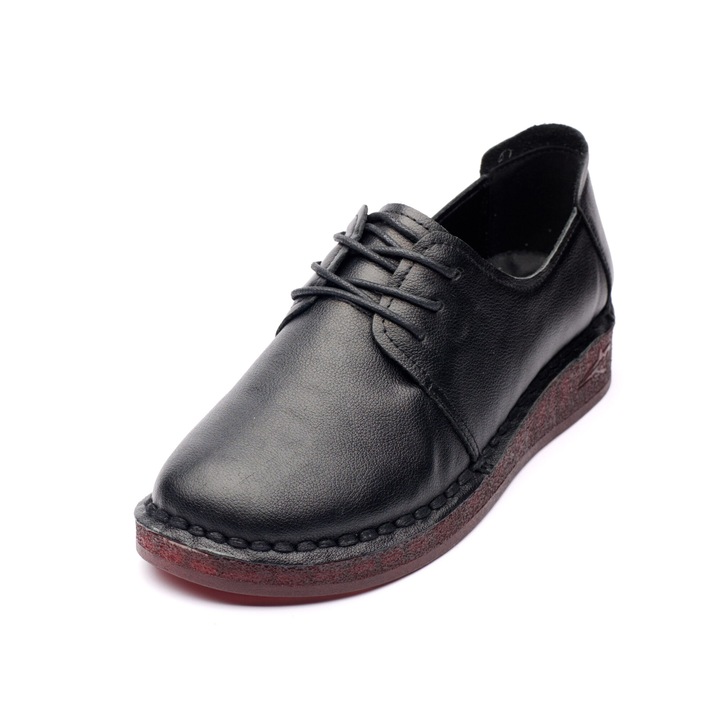 Pantofi piele dama W043207, Negru, Negru
