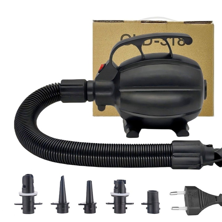 Електрическа помпа за надуване Enforose 600W, за надуваеми матраци, с 4 дюзи, бърза употреба, защита от прегряване