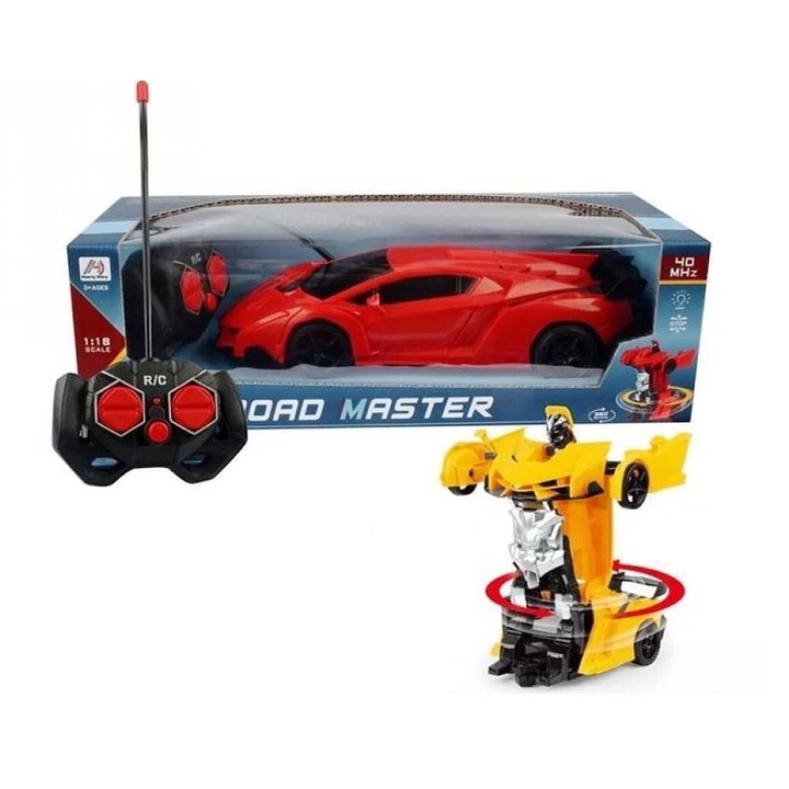 Кола робот с дистанционно управление, за деца над 3 години, 40Hz, мащаб 1:18, пластмаса, 24x11x7 см, червена
