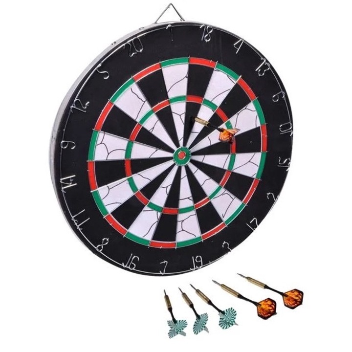 Darts szett 6 darts-szal, 14 éves kor felett, 46 cm, fekete/fehér