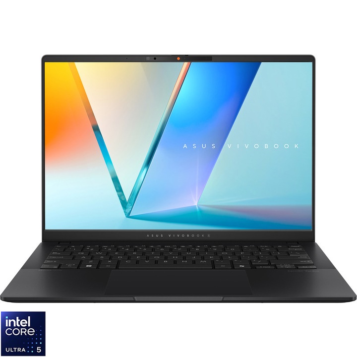 ASUS Vivobook S14 S5406SA Laptop Intel® Core™ Ultra 5 226 V processzorral akár 4,5 GHz-ig, 14", WUXGA, OLED, 16 GB LPDDR5X RAM, 512 GB SSD, Intel® Arc™ grafika, No OS, fekete