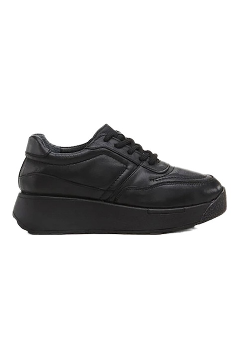 Hotic, Pantofi sport wedge de piele, Negru, 38