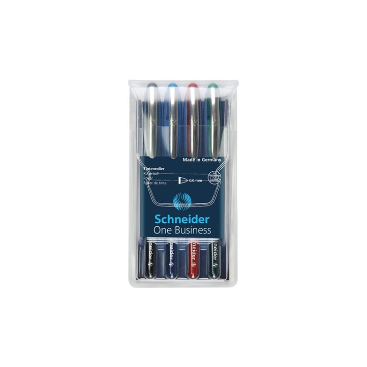 Set 4 pixuri roller, 0.6 mm, „SCHNEIDER „One Business”, Multicolor