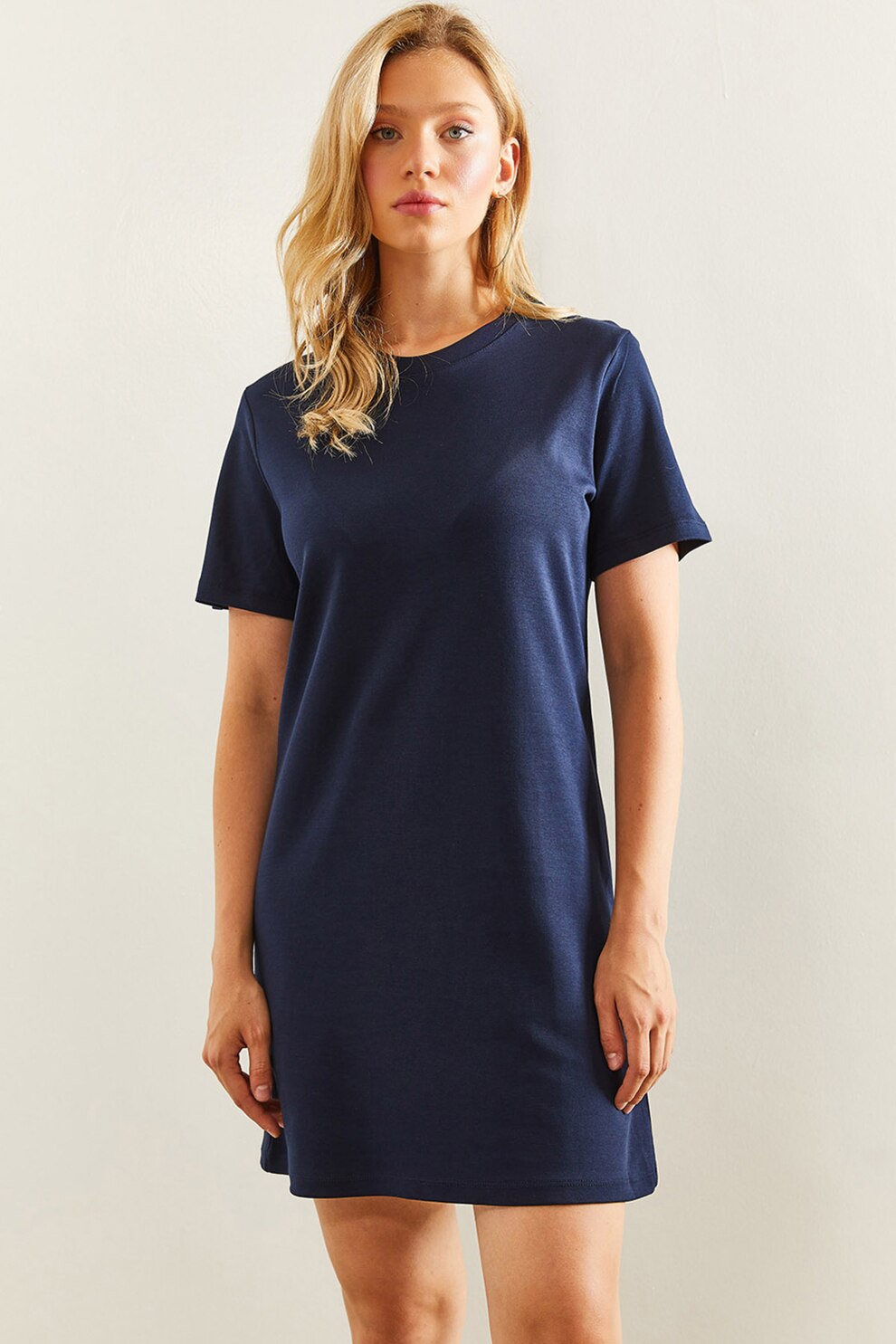 Shade, Rochie-tricou din amestec de bumbac, Bleumarin, S