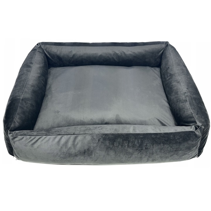 Pat Pentru Caine, Edanti, 70X60 Cm, Husa Detasabila, Velur, Gri