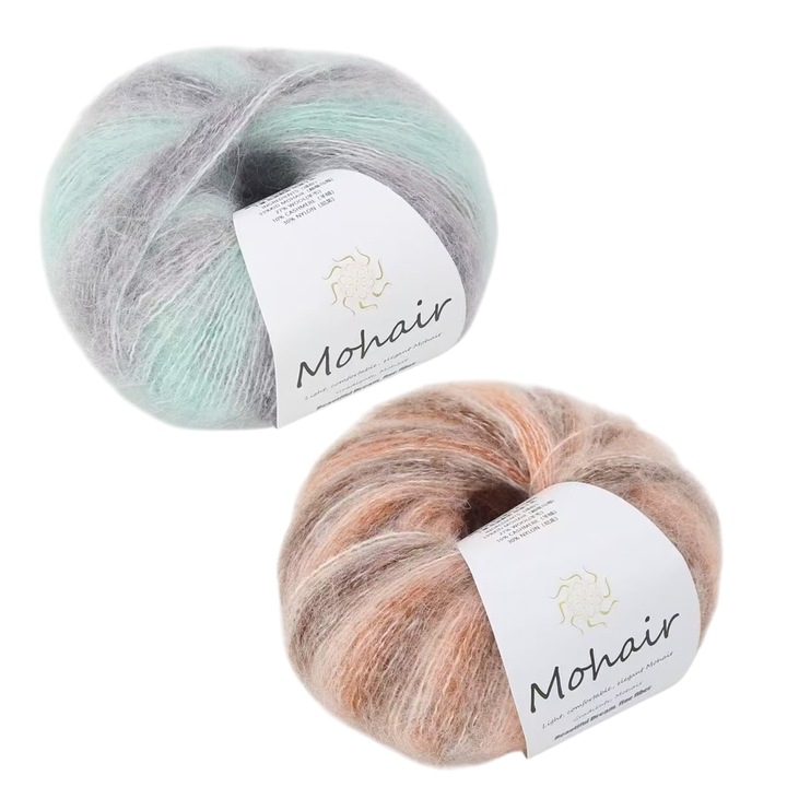 Set 2 fire textile, Enforose, fir mohair multicolor, 2x100g