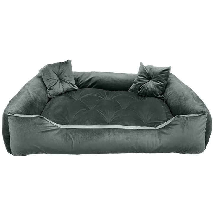 Pat Pentru Caine, Edanti, 90X75 Cm, Matlasat, Velur, Gri