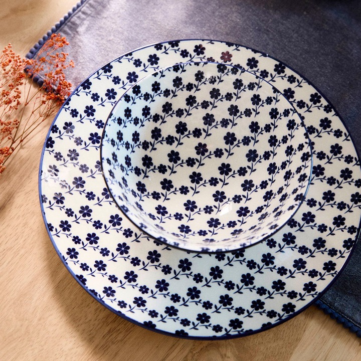 Porcelán tál, NAVIA, 250 ml, fehér gránátvirággal, 15 cm