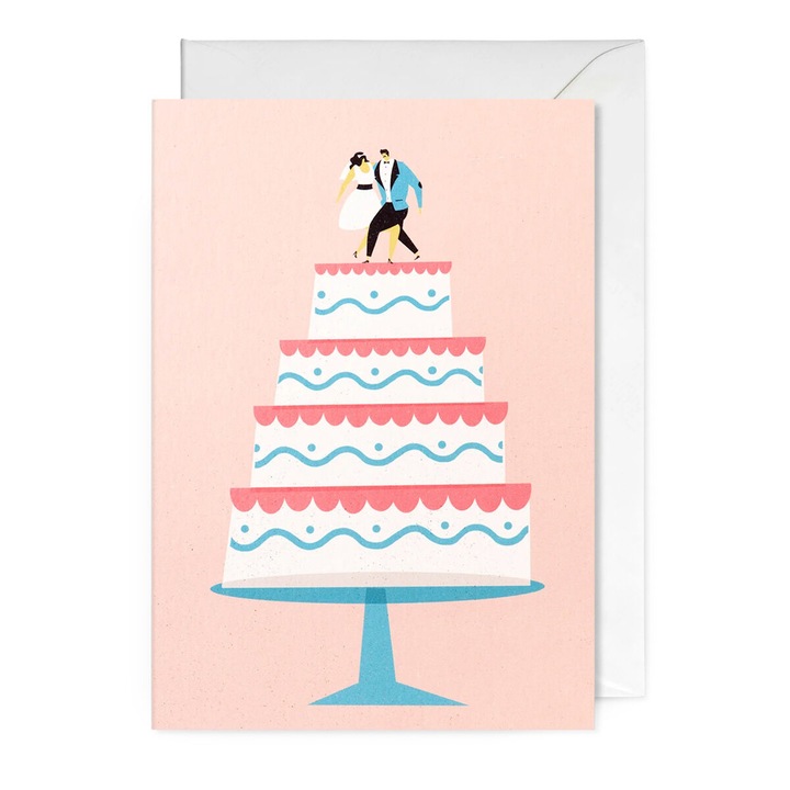 Felicitare de nunta, Lagom, tort, 12x17cm, multicolor