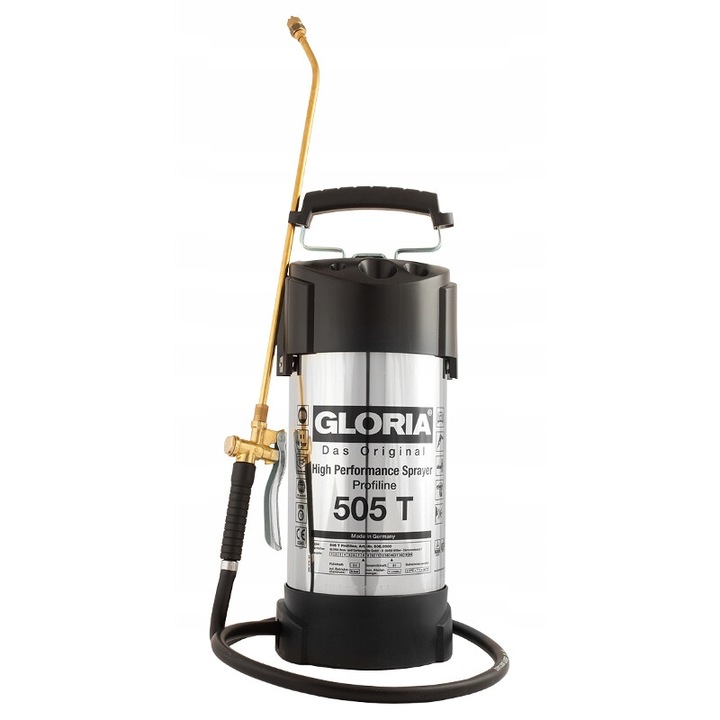 Pulverizator Gloria 505 T, 5L, din otel inoxidabil, presiune maxima 6 BAR
