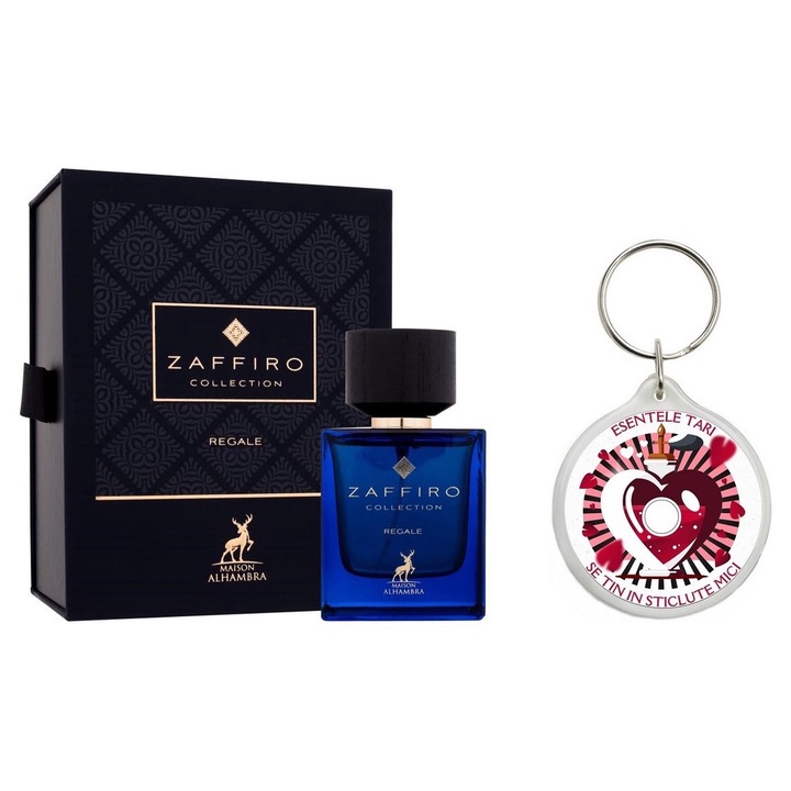 Set Apa de parfum Maison Alhambra Zaffiro Regale Unisex 100 Ml cu Breloc "Esentele tari se tin in sticlute mici"