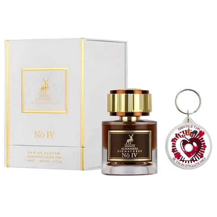 Set Apa de parfum Signatures No 4, Maison Alhambra, 50 Ml, Unisex cu Breloc "Esentele tari se tin in sticlute mici"