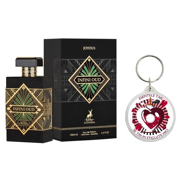 Set Apa de parfum Infini Oud Joyous Unisex - 100Ml cu Breloc "Esentele tari se tin in sticlute mici"