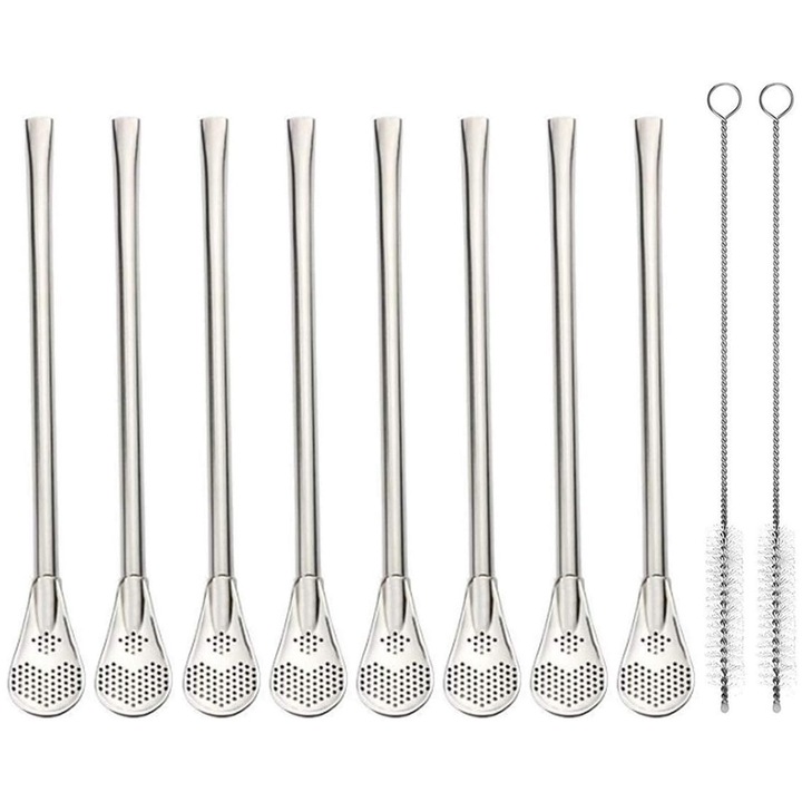 Set 8 paie reutilizabile din Otel inoxidabil si 2 perii curatare Excellent Houseware