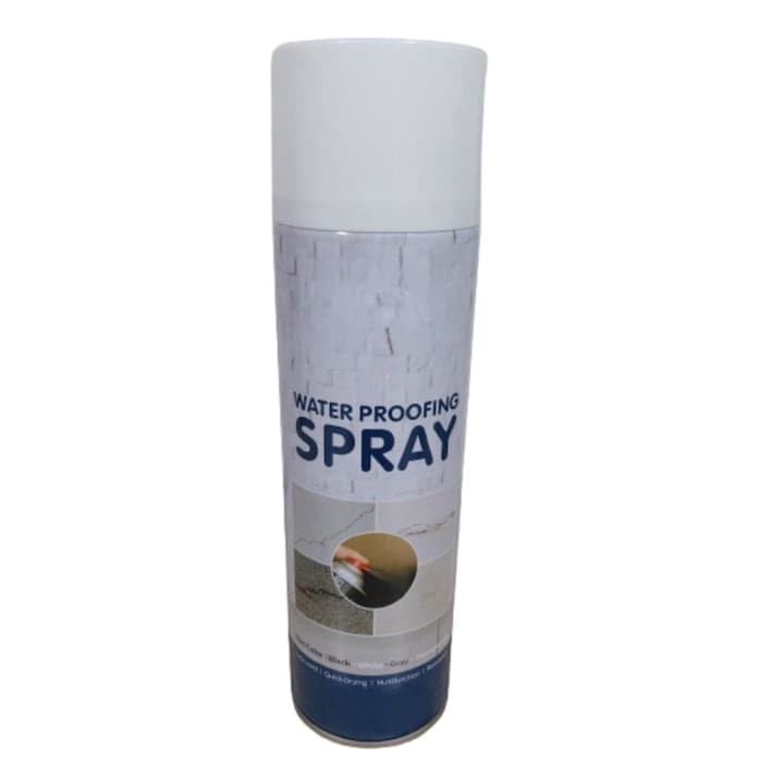 Spray Pentru Etansare, Boxely, impermeabil, Multisuprafete, Ciment, Gresie, Metal, Burlane, Rezistent la apa, Aplicare pe orice suprafata, Efect rapid, 750 ML, Alb