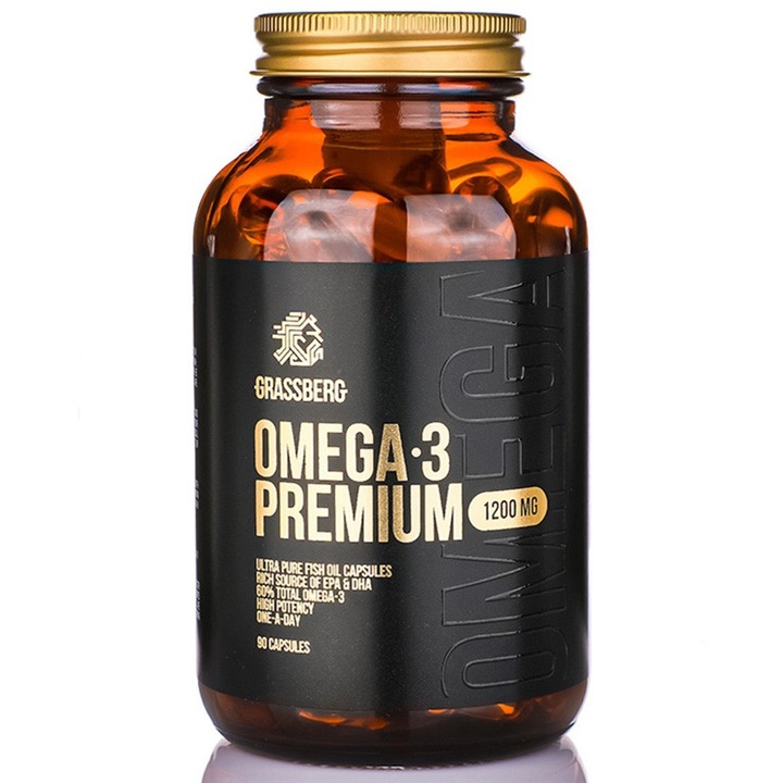 Хранителна добавка, Grassberg, Omega-3 Premium 1200mg - Омега 90 sgels