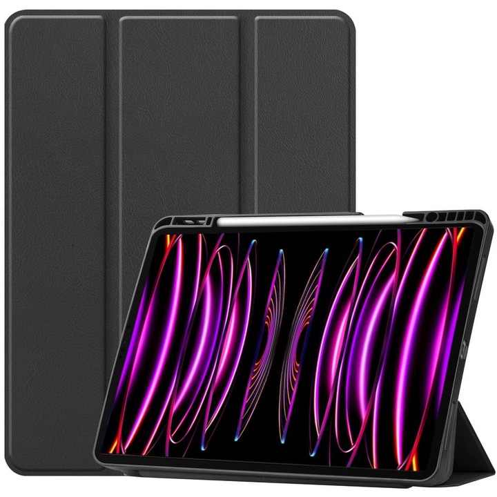 Tablet tok, Bizon Case Tab Lizard kompatibilis iPad Pro 12 "9" 2018-2022, Fekete