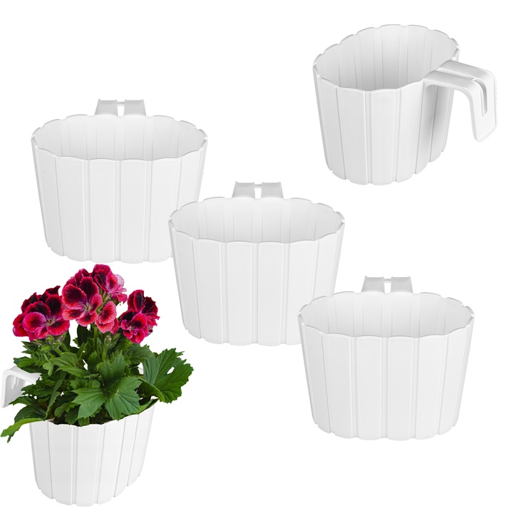 Set de Ghiveci 3x dreptunghi Boardee DDEZ200-S449 19.5x13cm, Alb