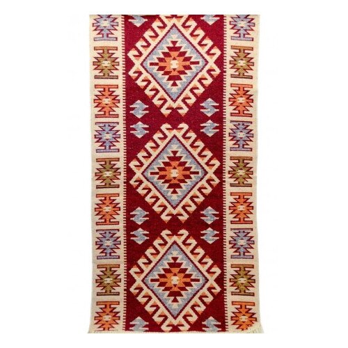 Covor tesut, Golden Daisy, culoarea rosu,dimensiune 80X200 cm