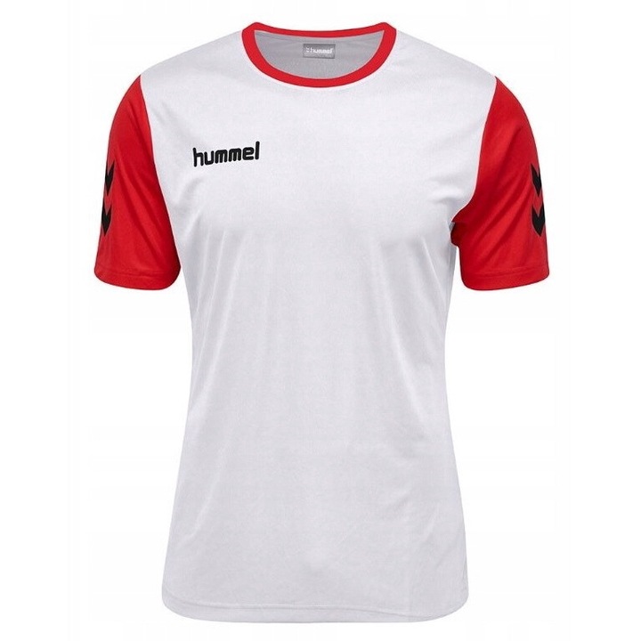 Tricou sport Adult Hummel Core Hybrid, Poliester, Alb-Rosu, Alb