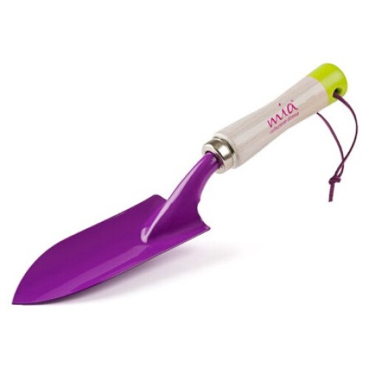 Mia keskeny ültetőlapát illatosított fa nyéllel, acél, lila, 30,5 cm