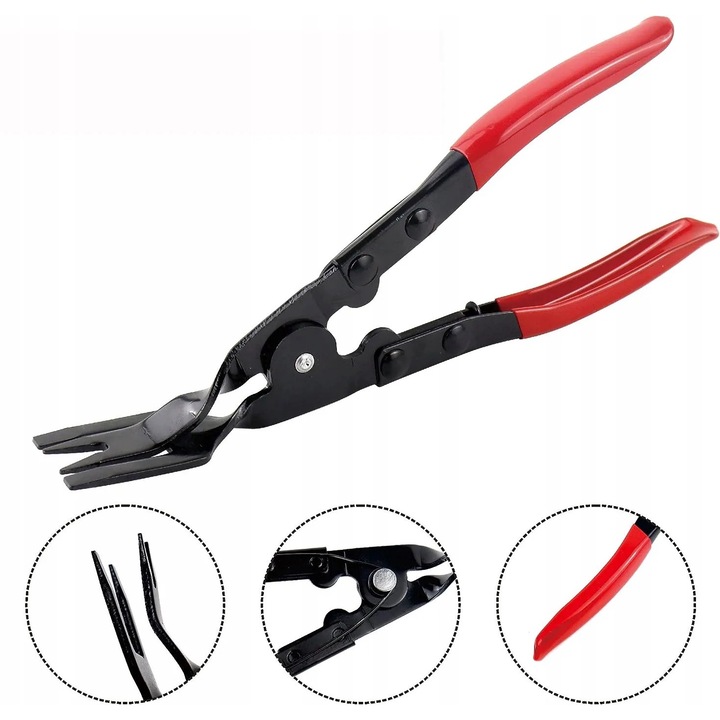 Kárpittűző fogó, Luxtom, Rozsdamentes acél, Ergonomikus fogantyúk, Kompakt, Fekete, piros