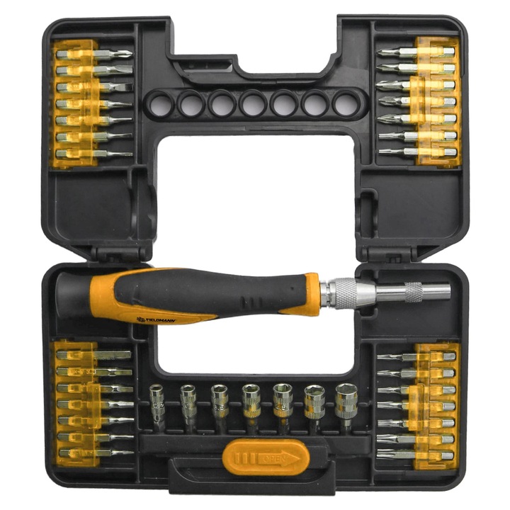Fieldmann FDS 1022-36R Csavarhúzó bitkés, 36 darabos készlet, Ergonomikus fogantyú és CR-V minőség