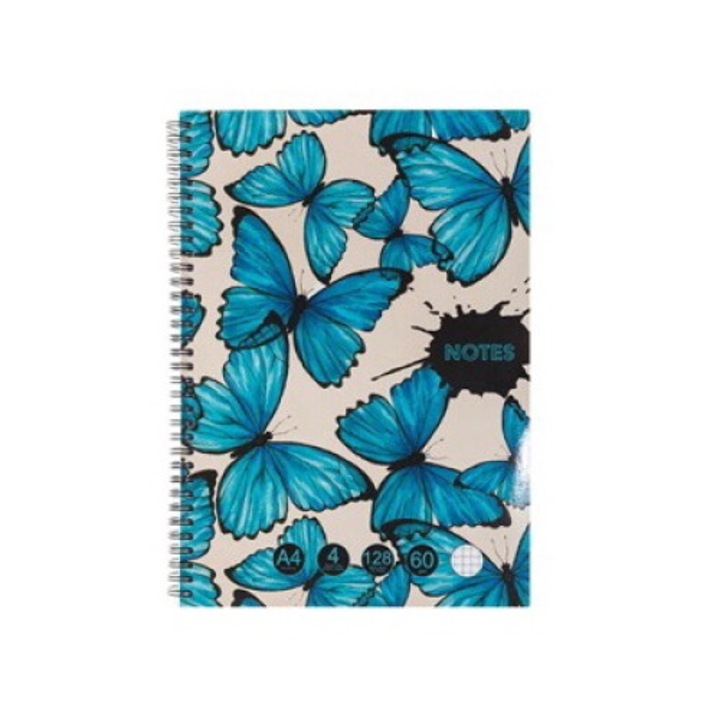 A4-es matematikai jegyzetfüzet pillangómintája 4 témával és spirállal - 128F